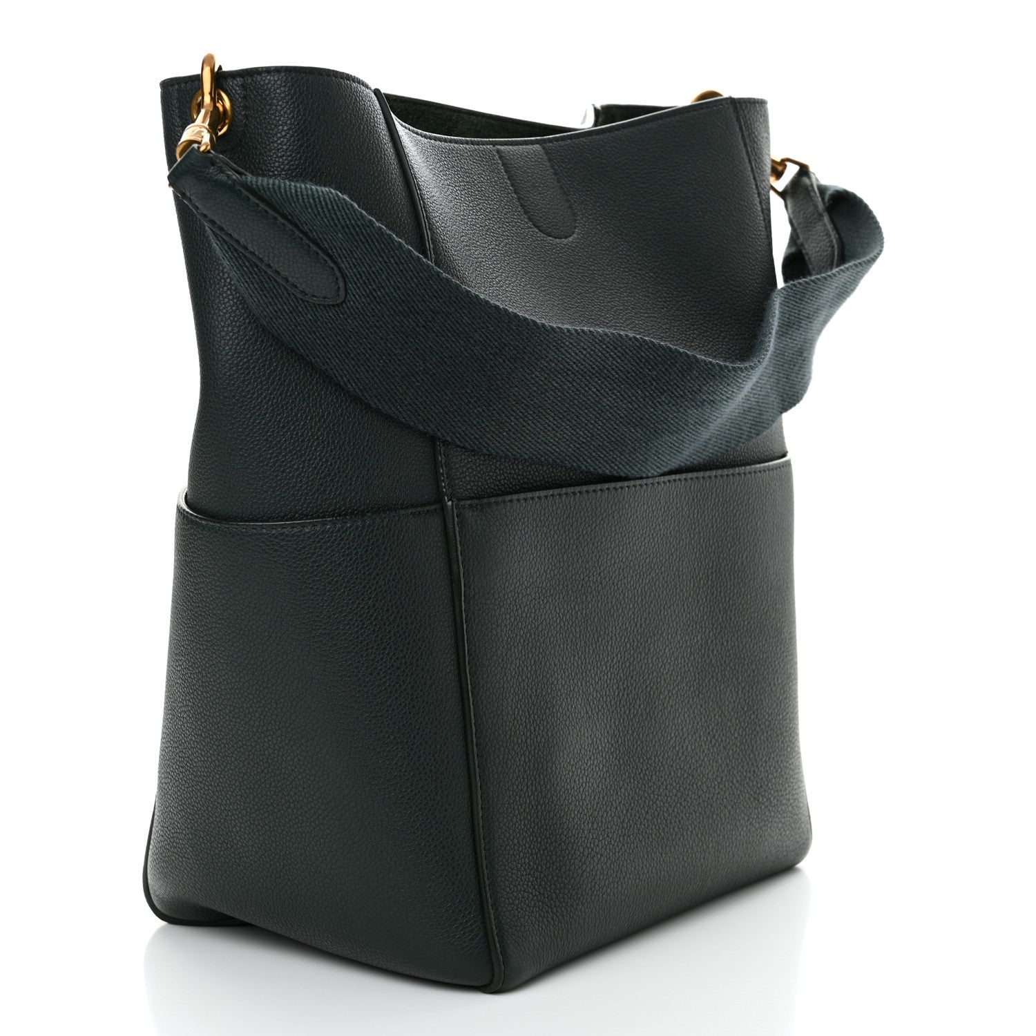 Celine Soft Grained Calfskin Sangle Bucket Bag Green 3 of 10