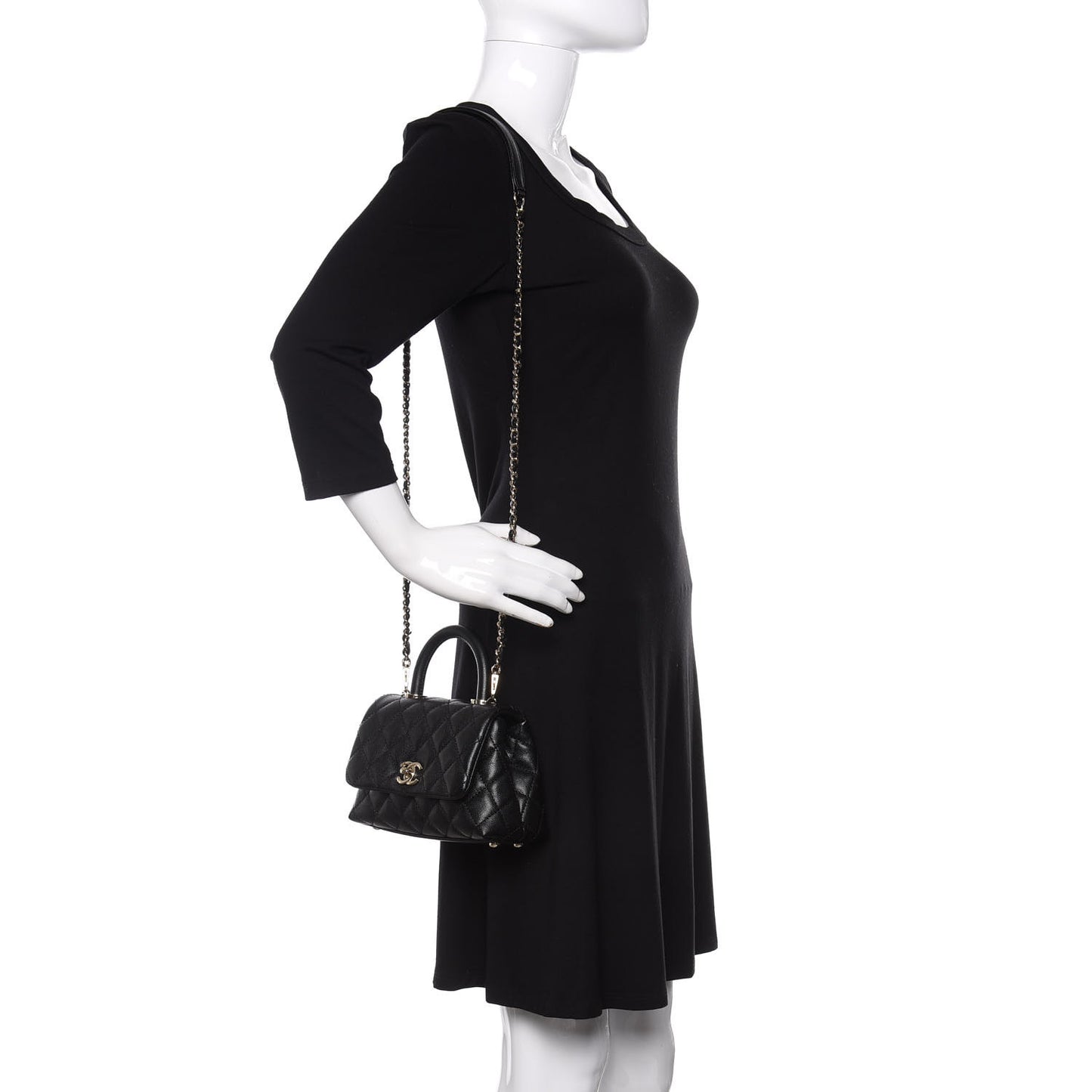 Caviar Quilted Extra Mini Coco Handle Flap Black