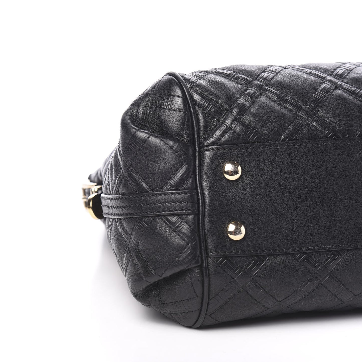 Calfskin Greca Argyle Embossed Medusa Hobo Black