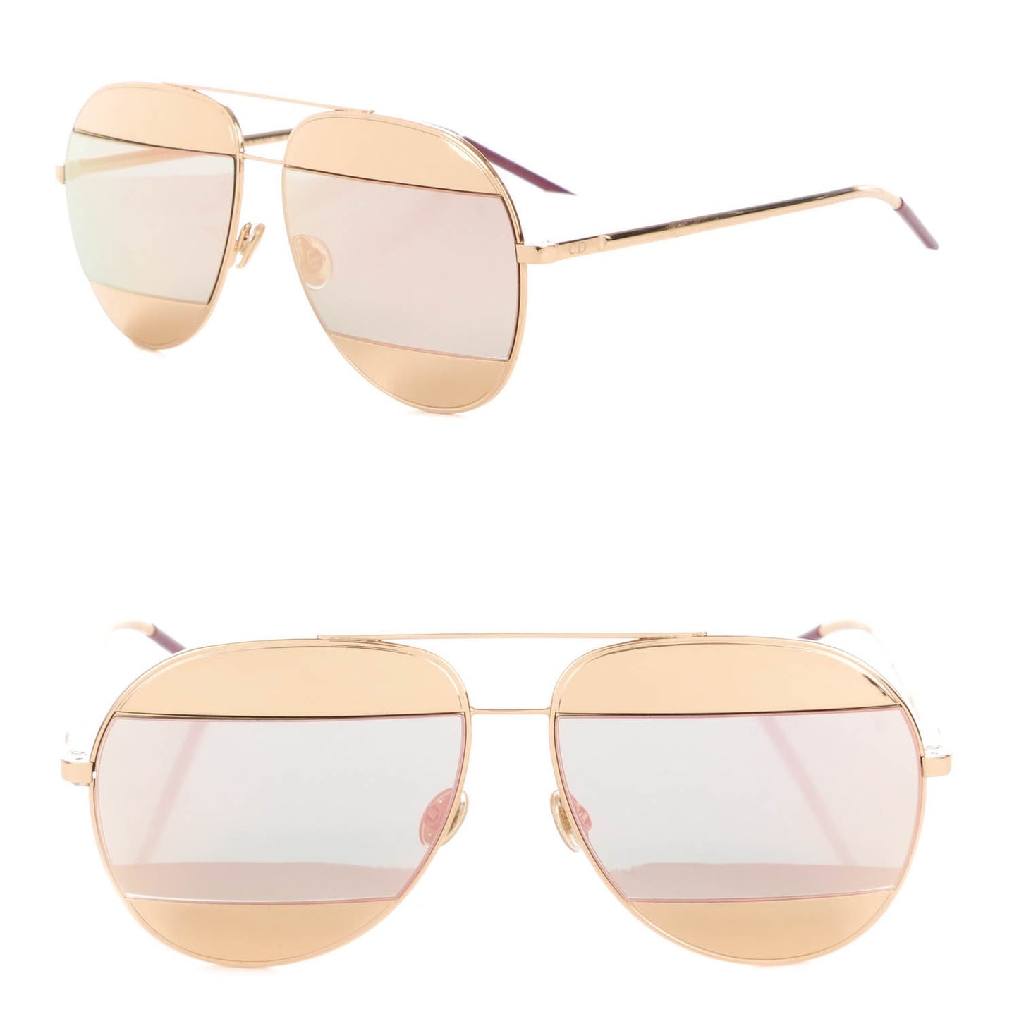 Split 1 Aviator Sunglasses Rose Gold