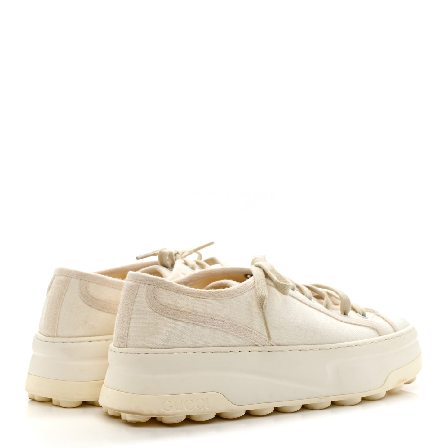 GG Monogram Womens 1977 Tennis Platform 52mm Sneakers 39.5 Great White Mystic White