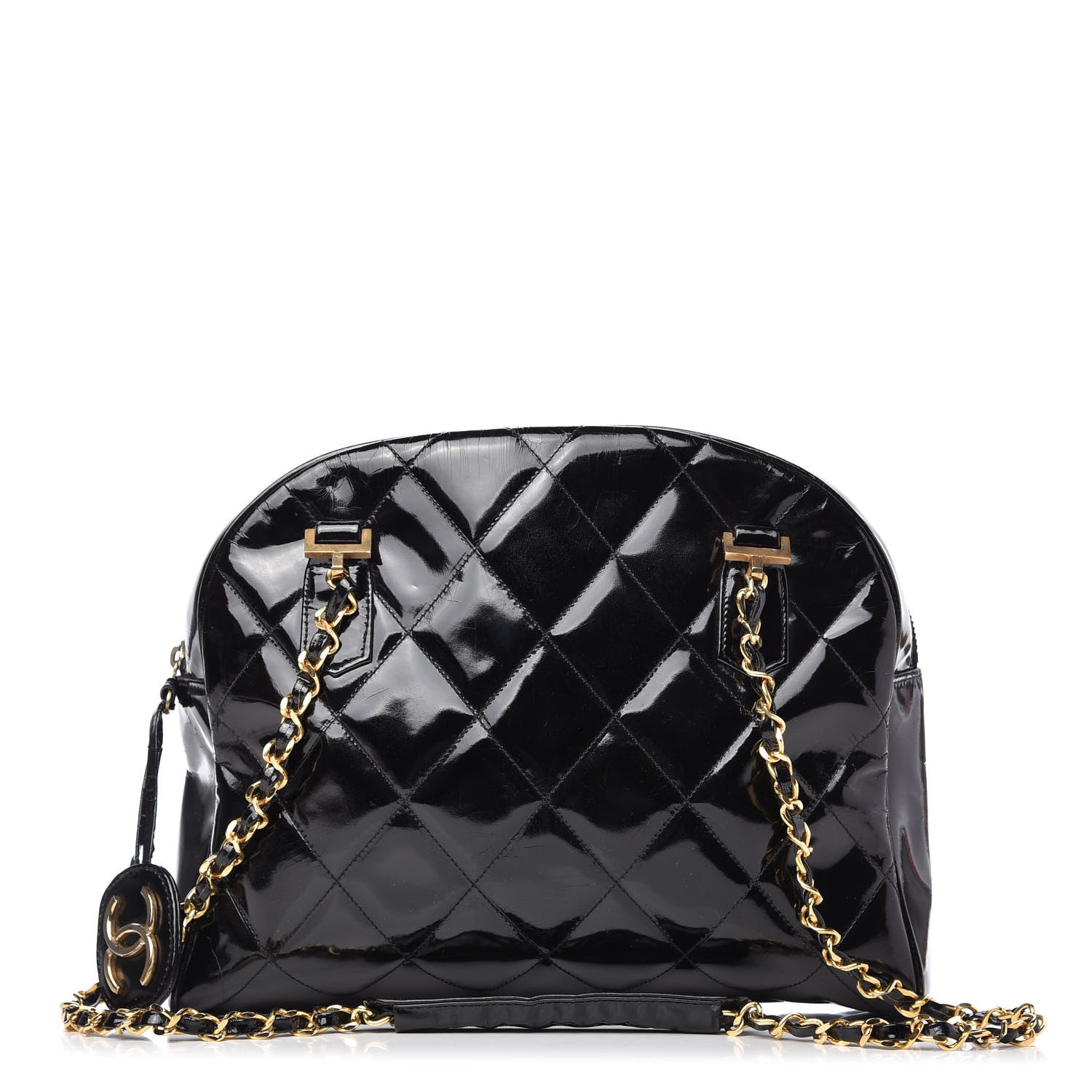 Chanel Patent Quilted Shoulder Bag Black 1 of 12