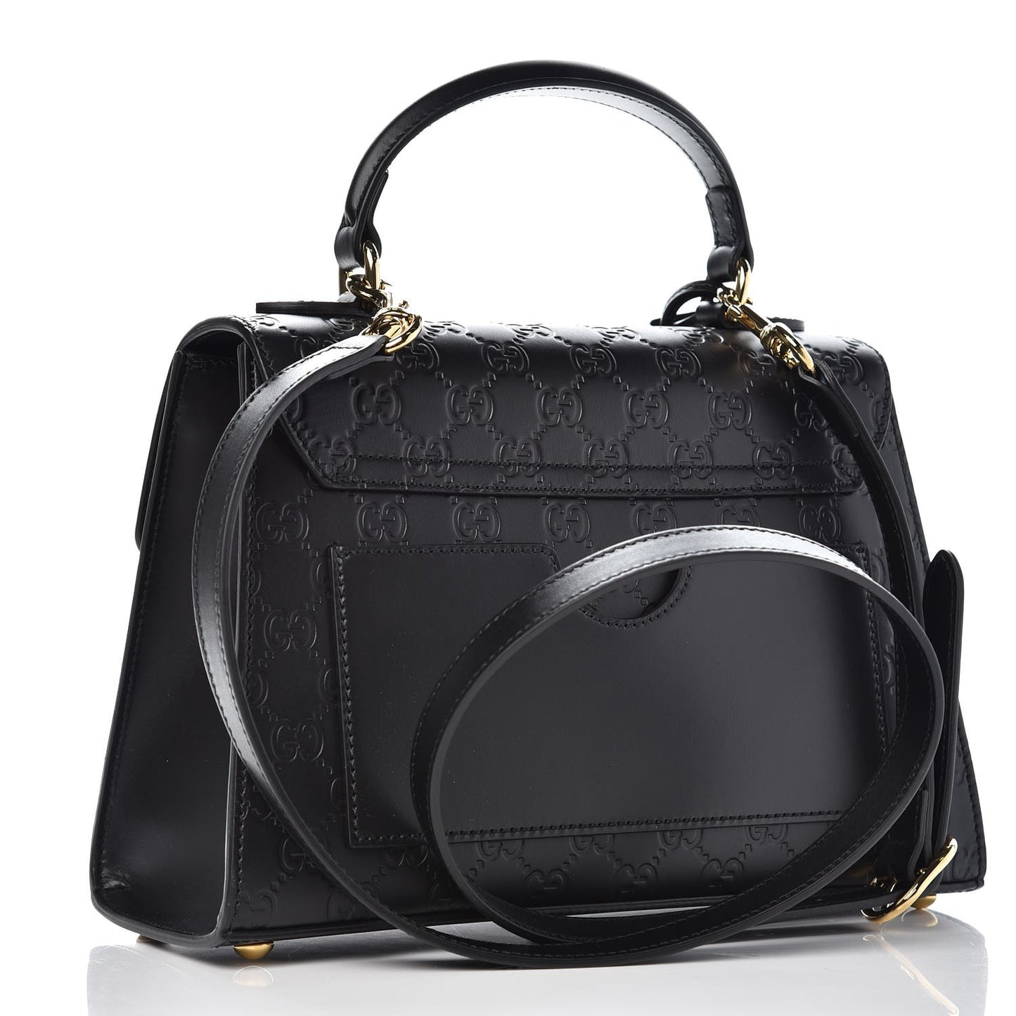 Guccissima Signature Small Padlock Top Handle Bag Black