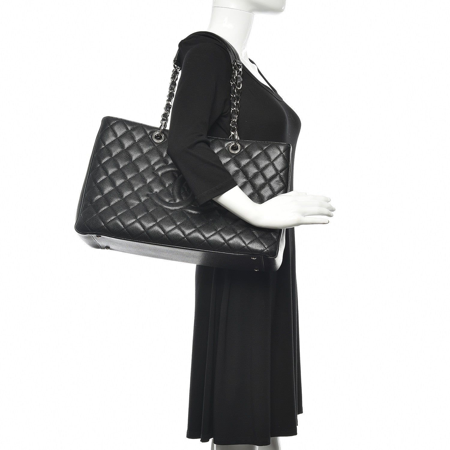 Chanel Caviar Quilted XL Grand Shopping Tote GST Black 2 of 10