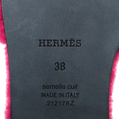 Hermes Woolskin Oran Sandals 38 Rose Fuchsia 6 of 8