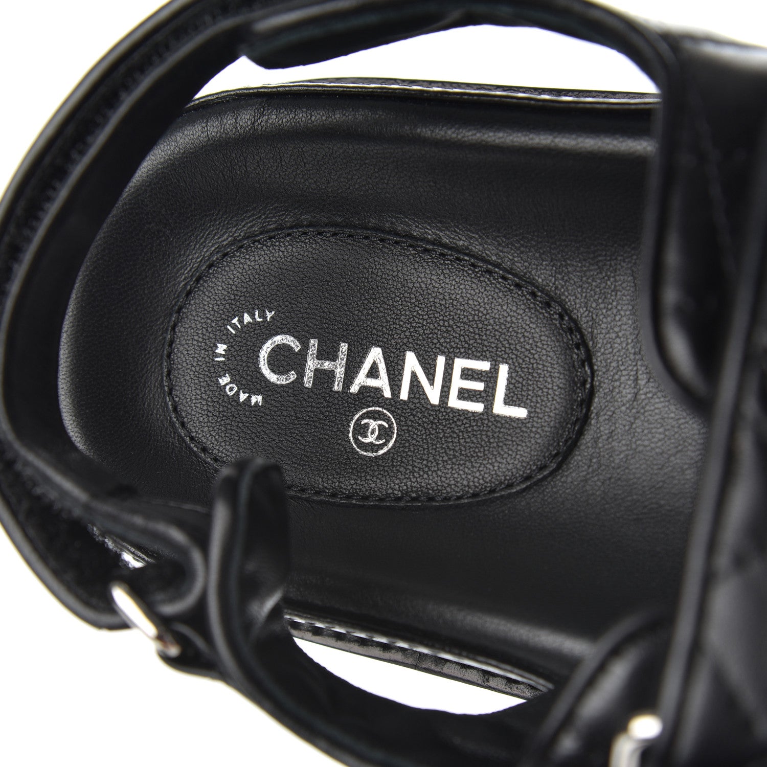 Chanel Lambskin Velcro Dad Sandals 39 Black 6 of 15