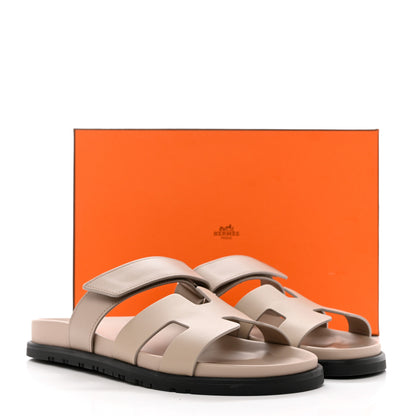 Hermes Calfskin Womens Chypre Sandals 39 Beige Mastic 9 of 9