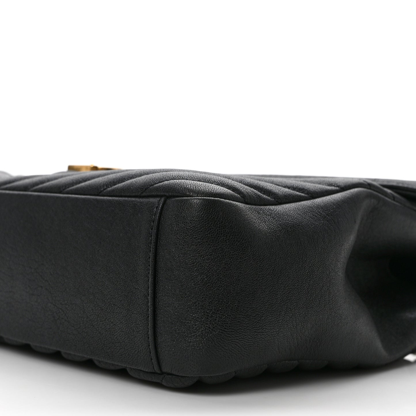 Sheepskin Matelasse Chevron Monogram Large College Satchel Black