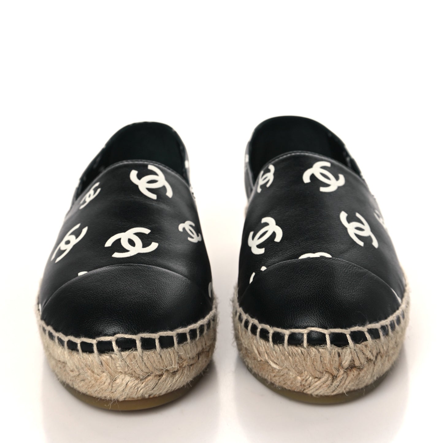 Lambskin Printed CC Espadrilles 35 Black White