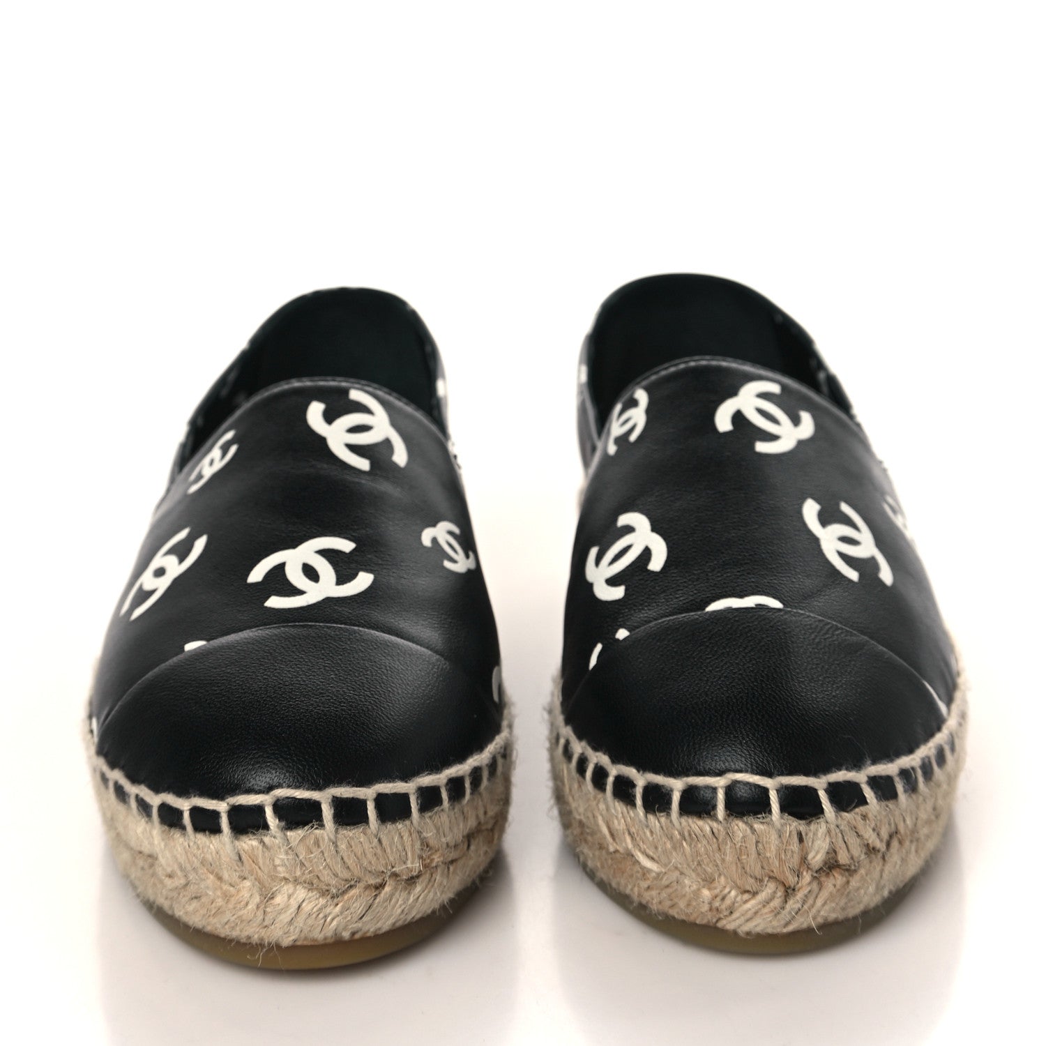Chanel Lambskin Printed CC Espadrilles 35 Black White 2 of 8