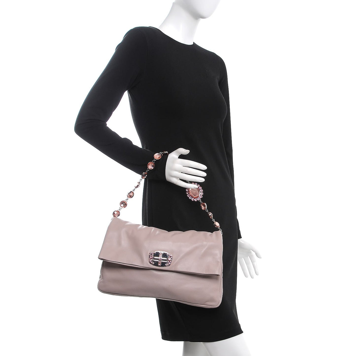 Nappa Crystal Flap Clutch Mughetto
