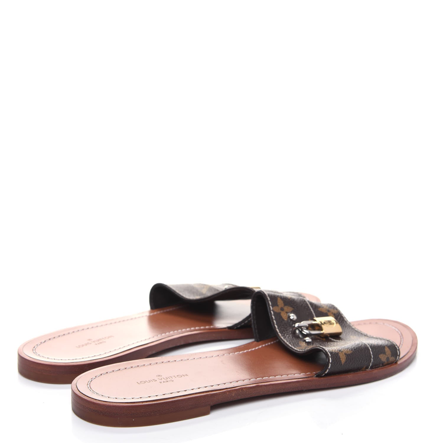 Louis Vuitton Monogram Lock It Flat Mules 39 Brown 4 of 16