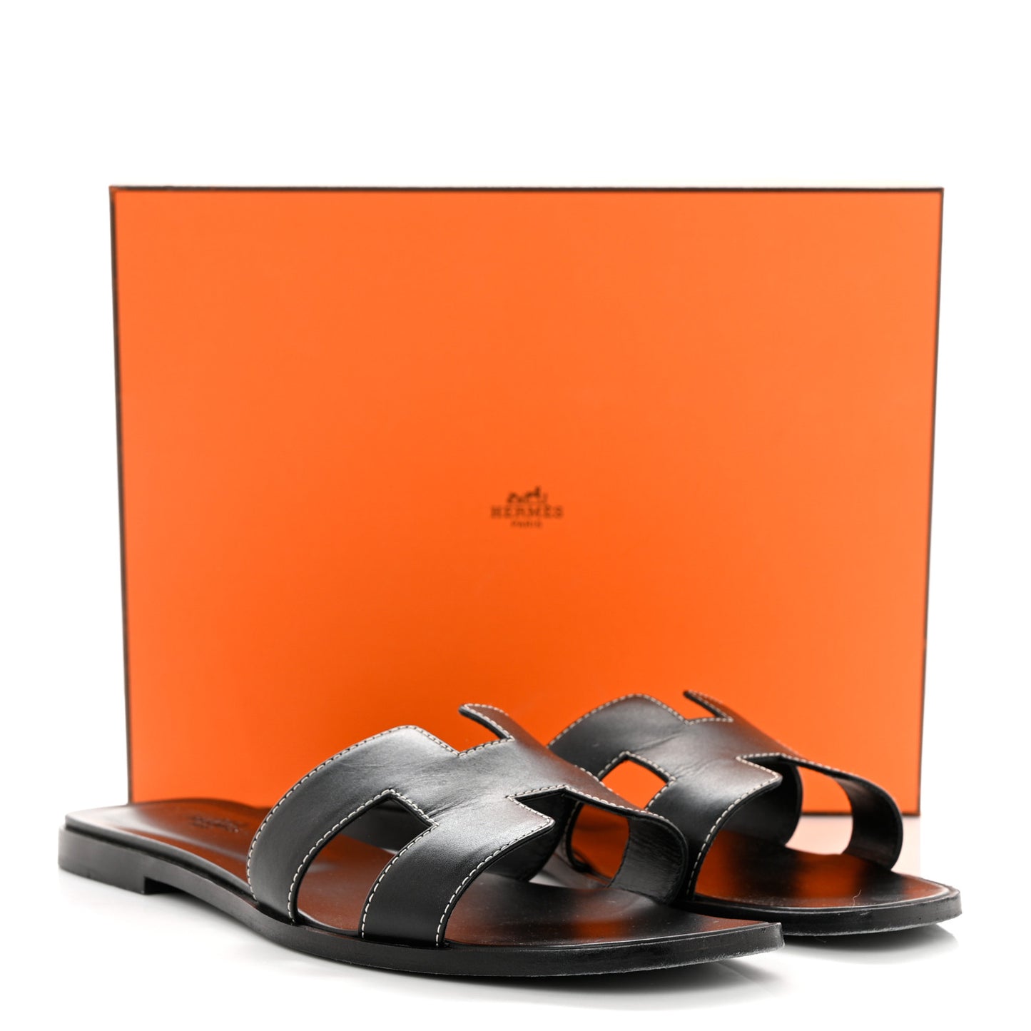 Box Calfskin Oran Sandals 41.5 Black