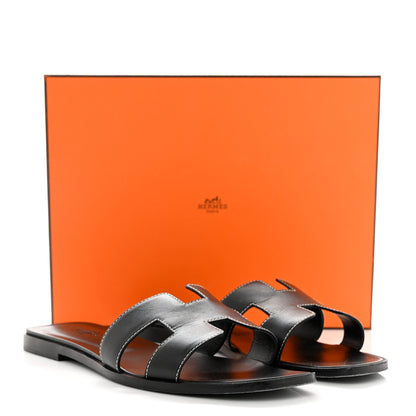 Hermes Box Calfskin Oran Sandals 41.5 Black 9 of 9
