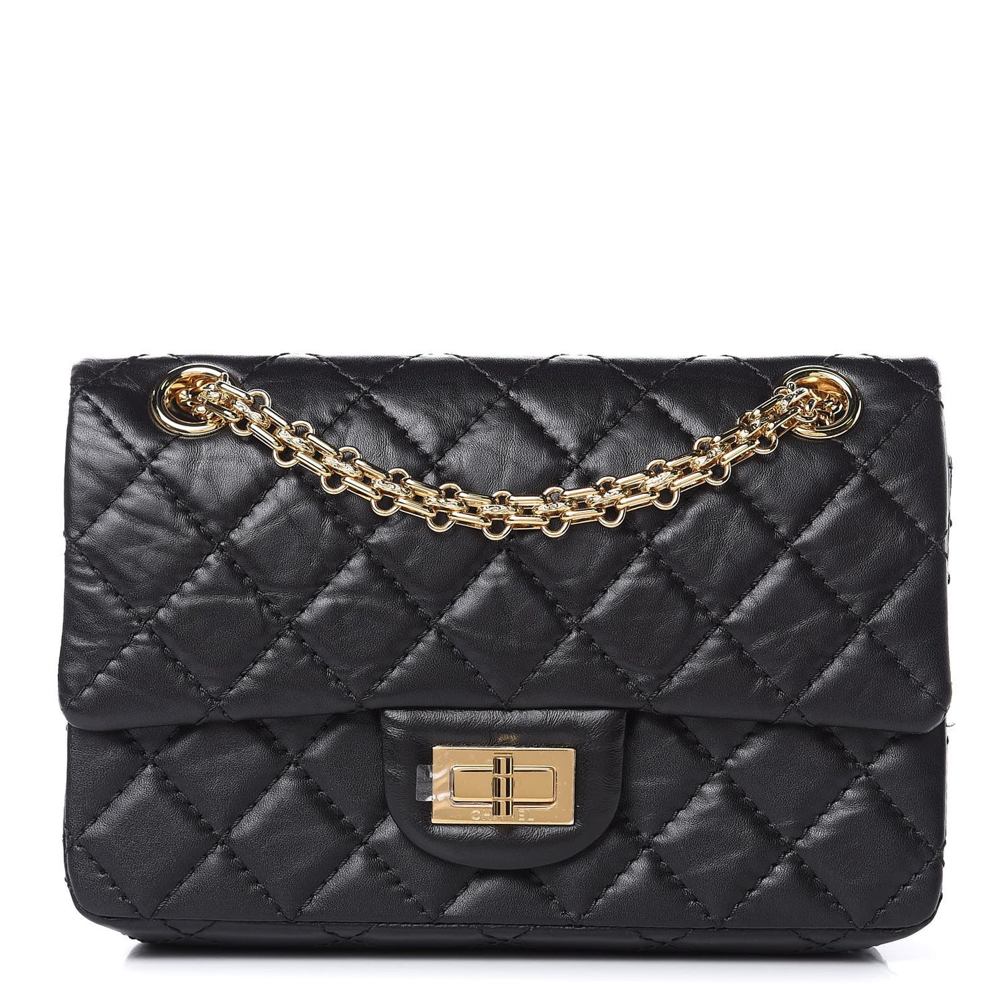 Aged Calfskin Quilted 2.55 Reissue Mini Flap Black
