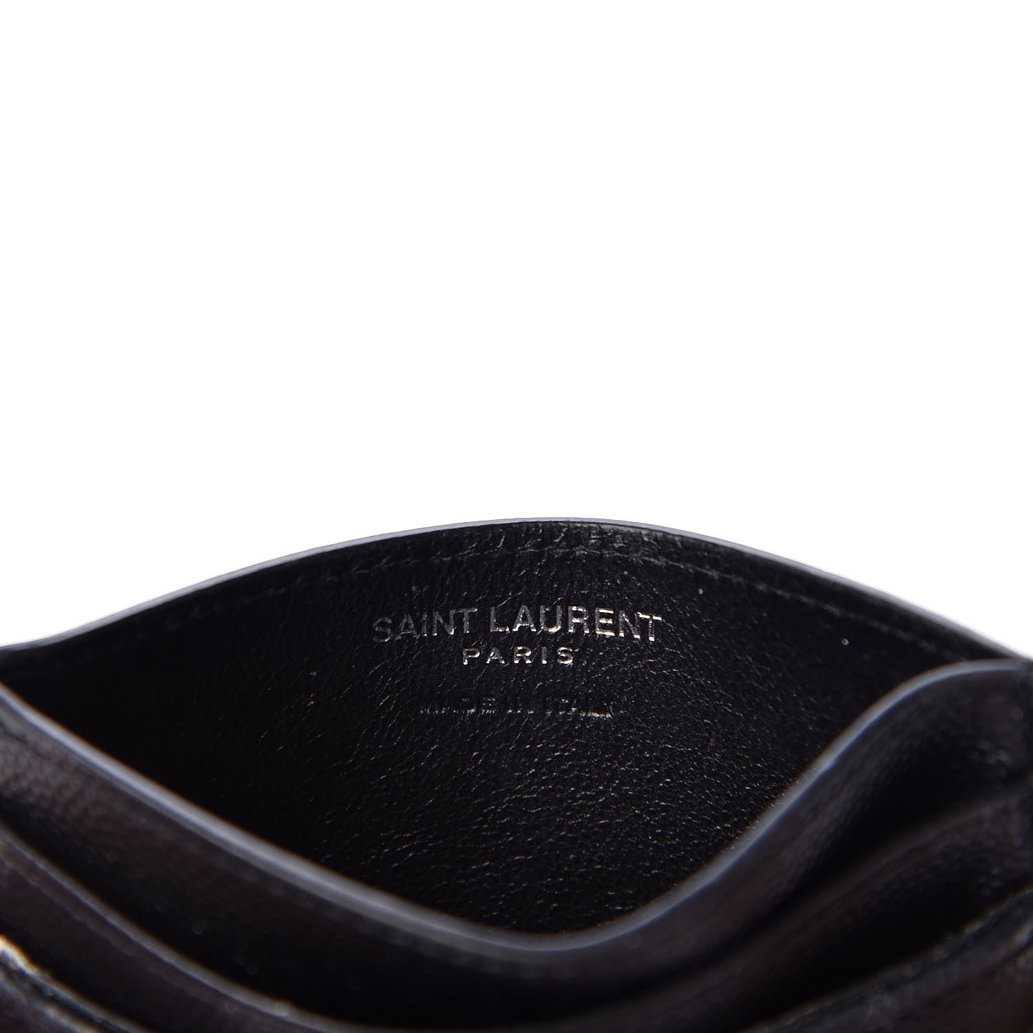 Saint Laurent Grain De Poudre Matelasse Chevron Monogram Credit Card Case Black 7 of 9