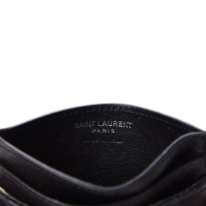 Saint Laurent Grain De Poudre Matelasse Chevron Monogram Credit Card Case Black 7 of 9