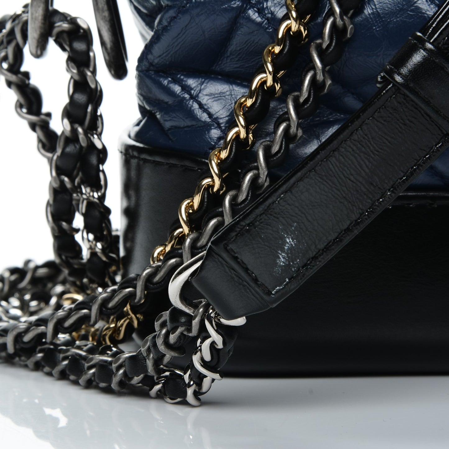 Aged Calfskin Quilted Small Gabrielle Hobo Blue Black