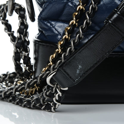 Chanel Aged Calfskin Quilted Small Gabrielle Hobo Blue Black 6 of 9