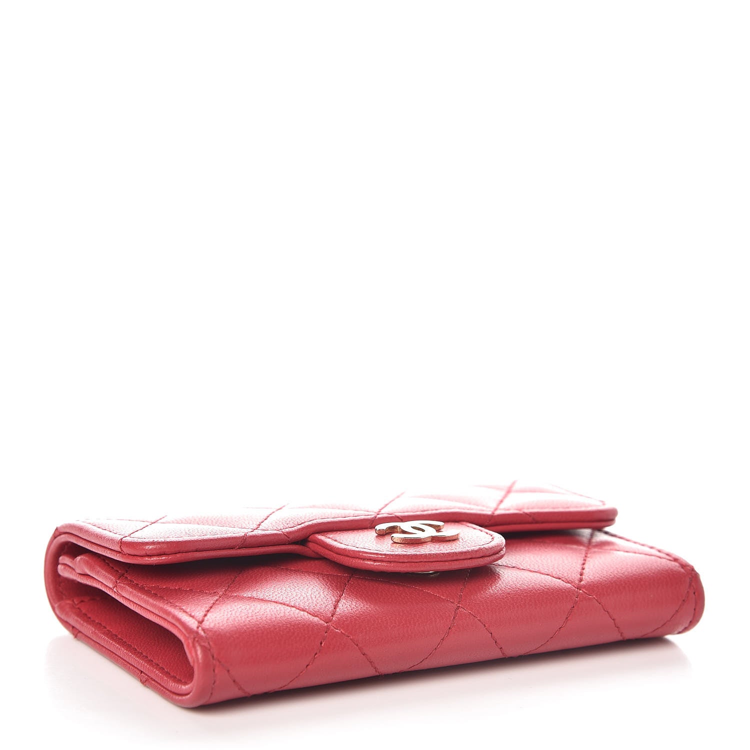Chanel Lambskin Quilted Flap Card Holder Dark Pink 4 of 9