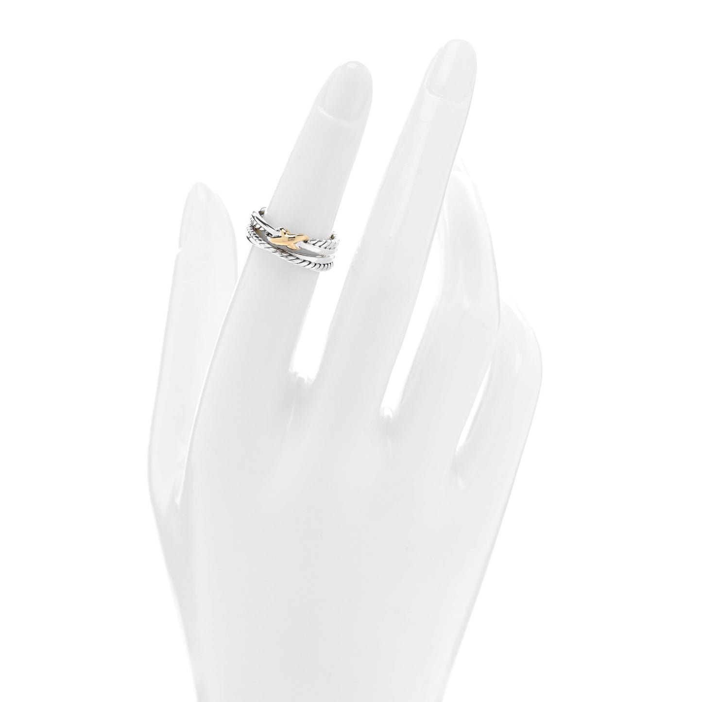 Sterling Silver 18K Yellow Gold 6mm X Crossover Ring 49 5