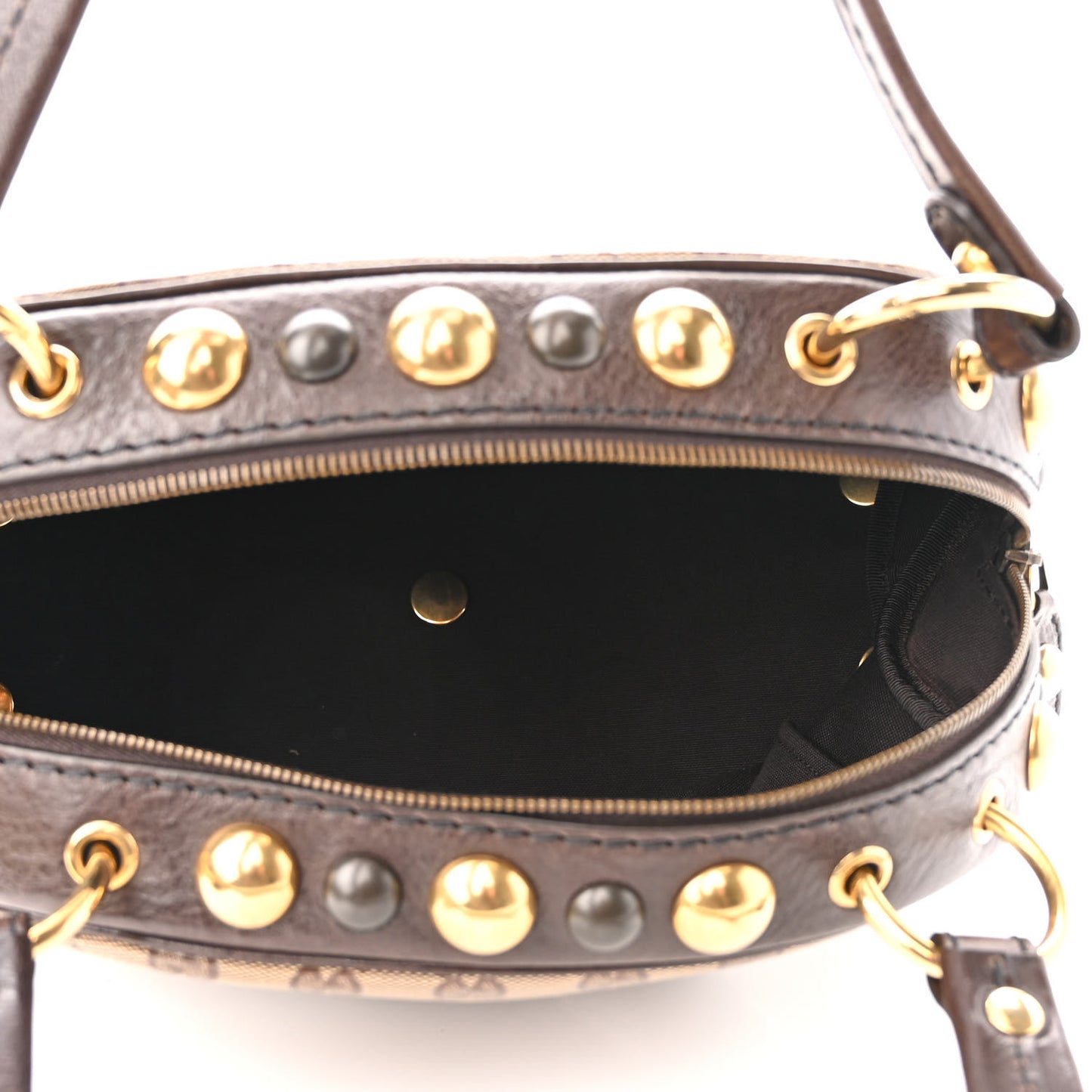 Crystal Monogram Medium Babouska Dome Satchel Brown