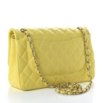 Chanel Lambskin Quilted Jumbo Double Flap Yellow 2 of 9