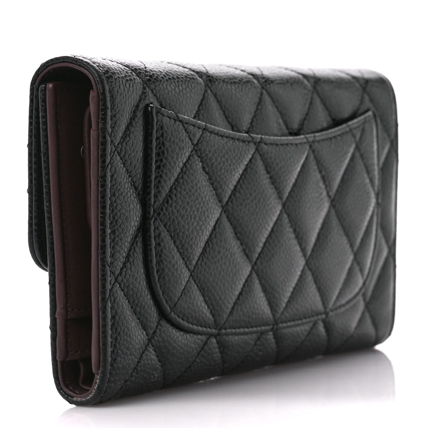 Caviar Quilted Large Flap Wallet Black