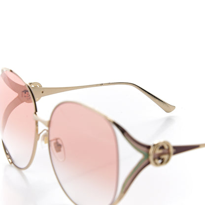 Gucci Metal Oversized Round Frame GG0225S Sunglasses Gold 5 of 9