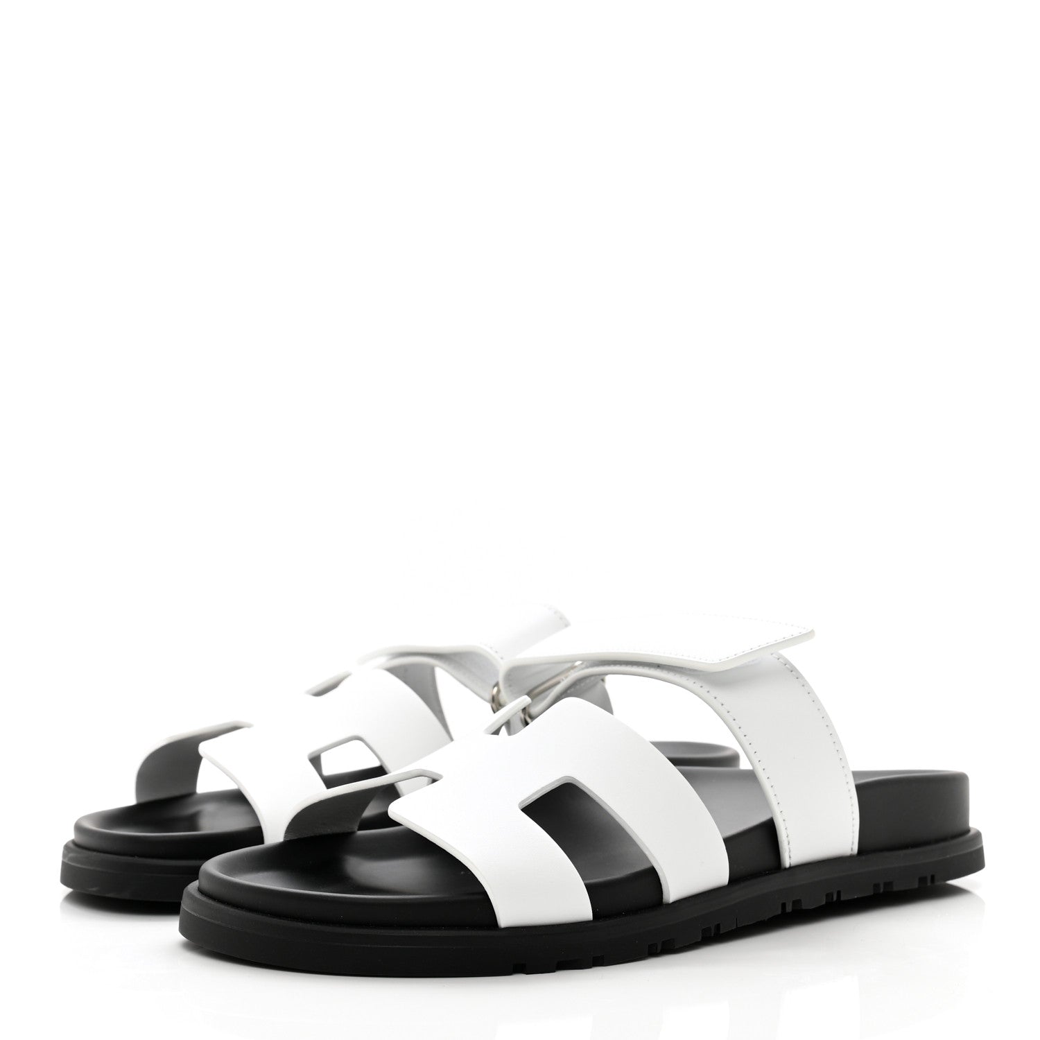 Hermes Calfskin Womens Chypre Sandals 37.5 White 3 of 9
