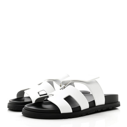 Hermes Calfskin Womens Chypre Sandals 37.5 White 3 of 9