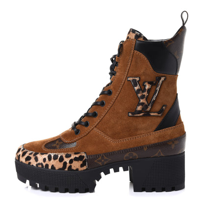 Louis Vuitton Suede Calfskin Monogram Laureate Platform Desert Boots 38 Cognac 2 of 22