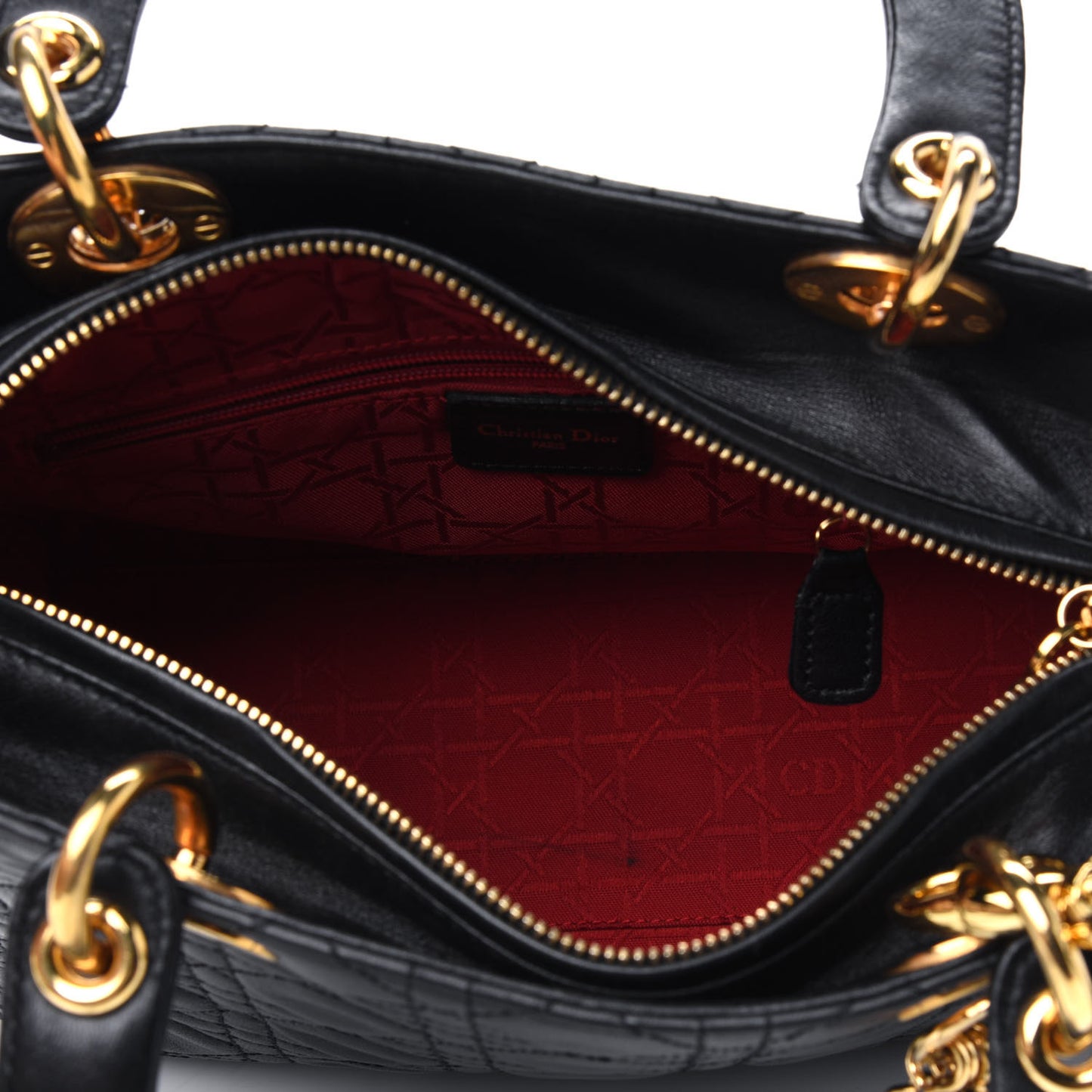 Lambskin Cannage Medium Lady Dior Black