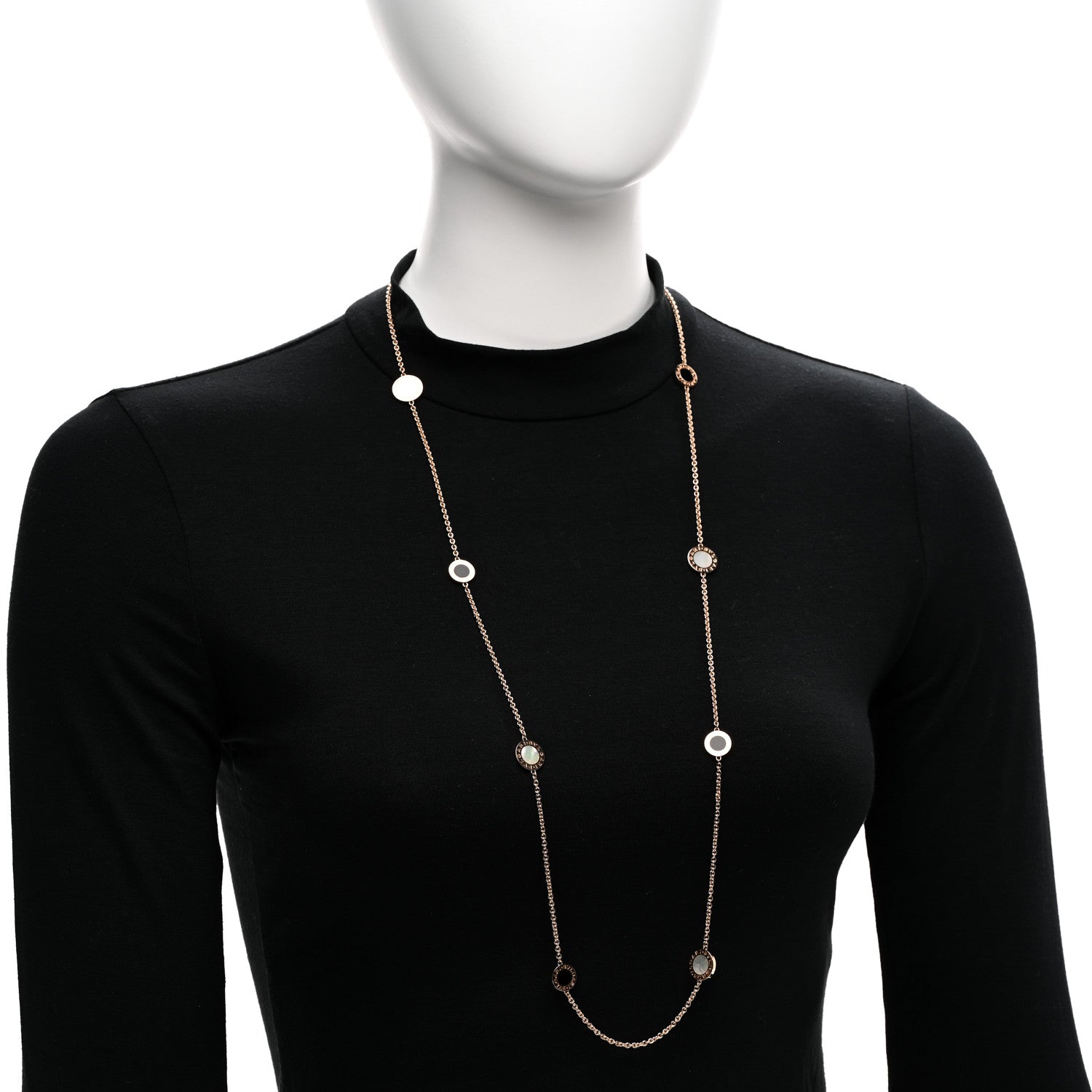 Bulgari 18K Rose Gold Black Onyx Mother of Pearl BVLGARI BVLGARI Long Station Necklace 2 of 4