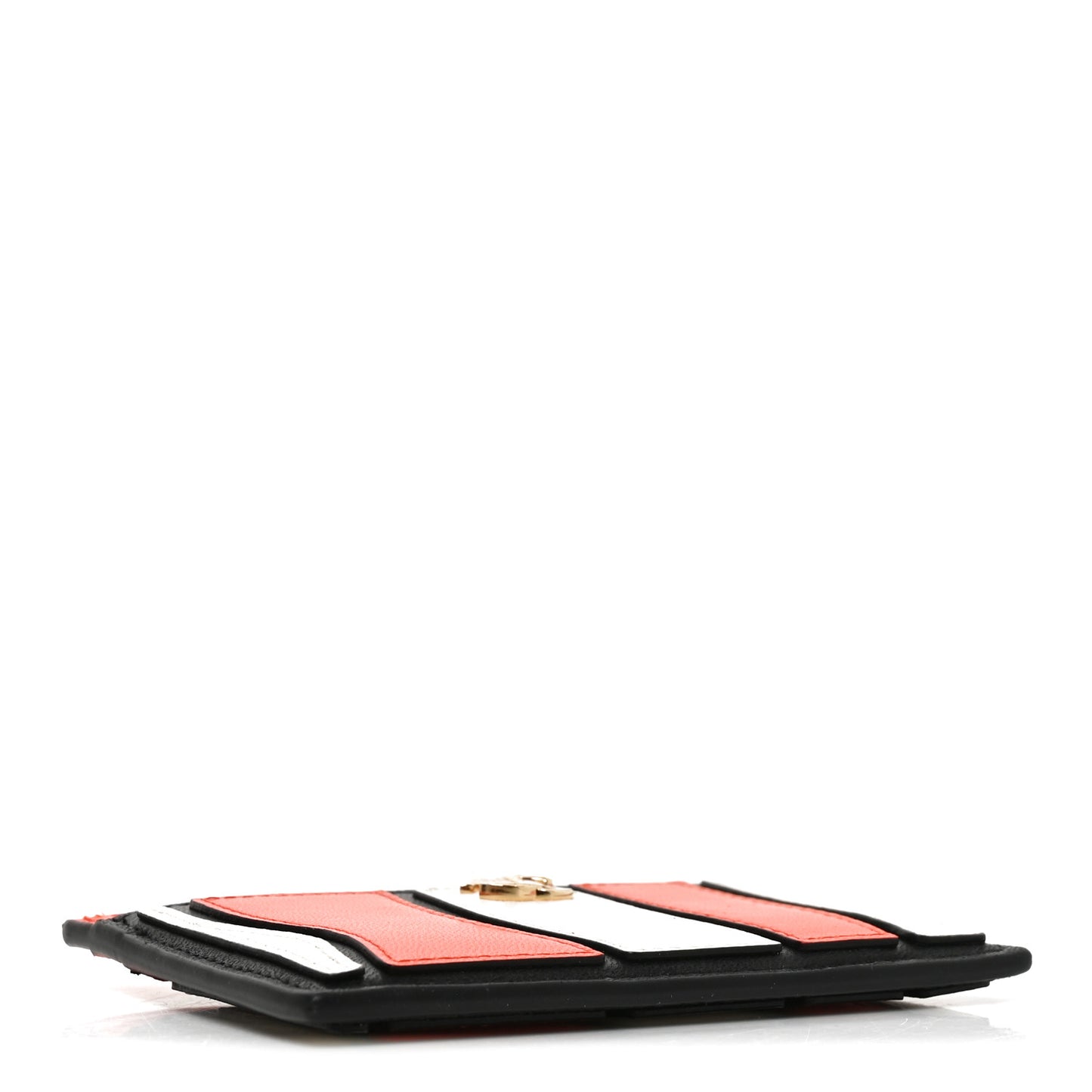 Calfskin Coco Beach Card Holder Orange White Black