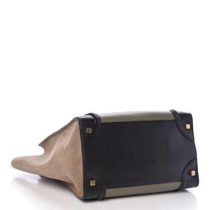 Celine Satin Calfskin Suede Mini Tri-Color Luggage Almond 4 of 13
