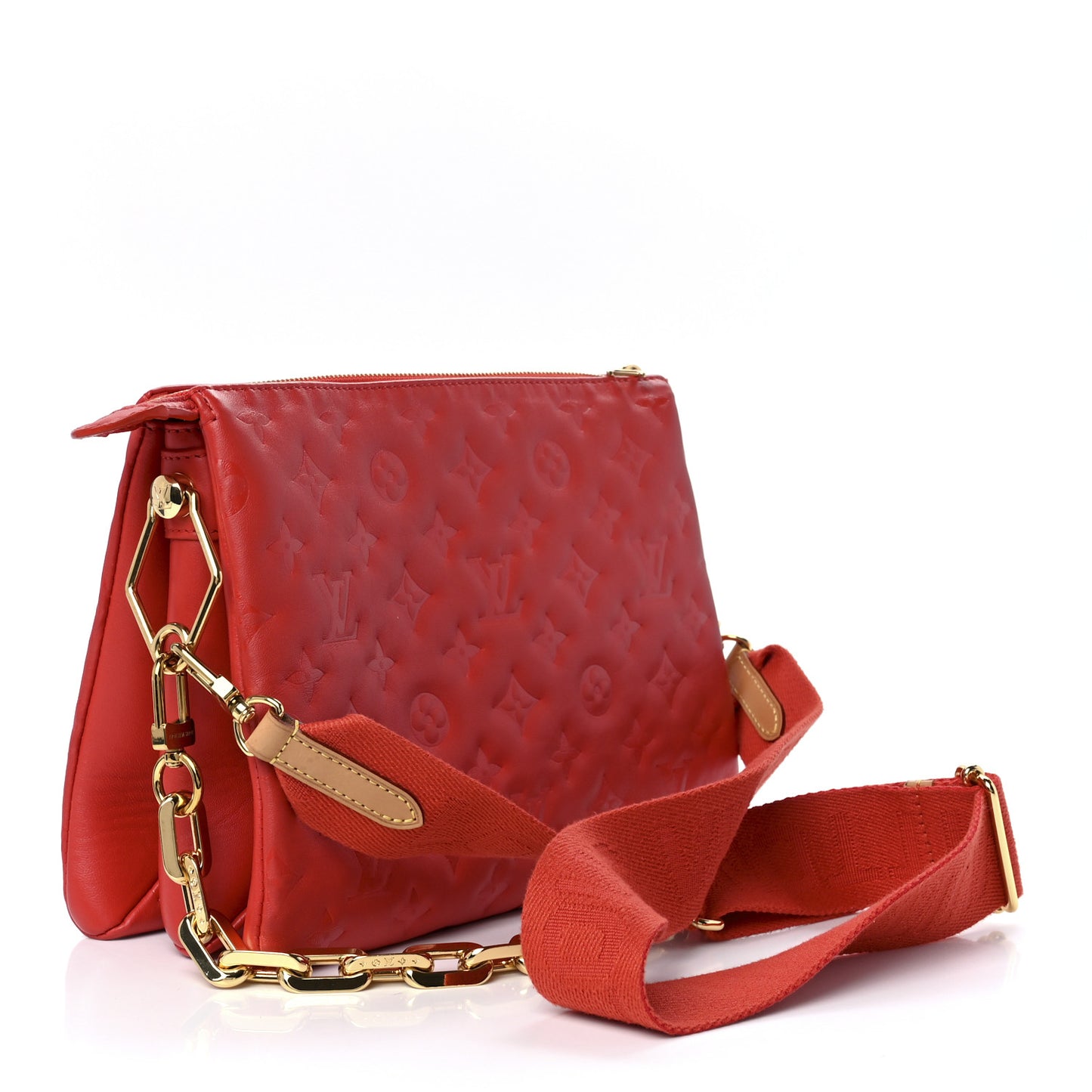 Lambskin Embossed Monogram Coussin PM Red