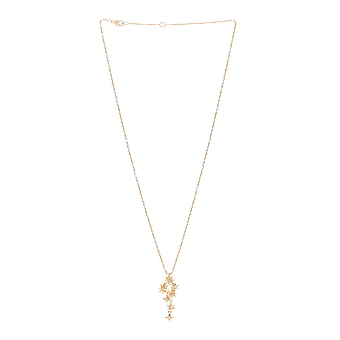18K Yellow Gold Diamond Starburst Constellation Drop Necklace
