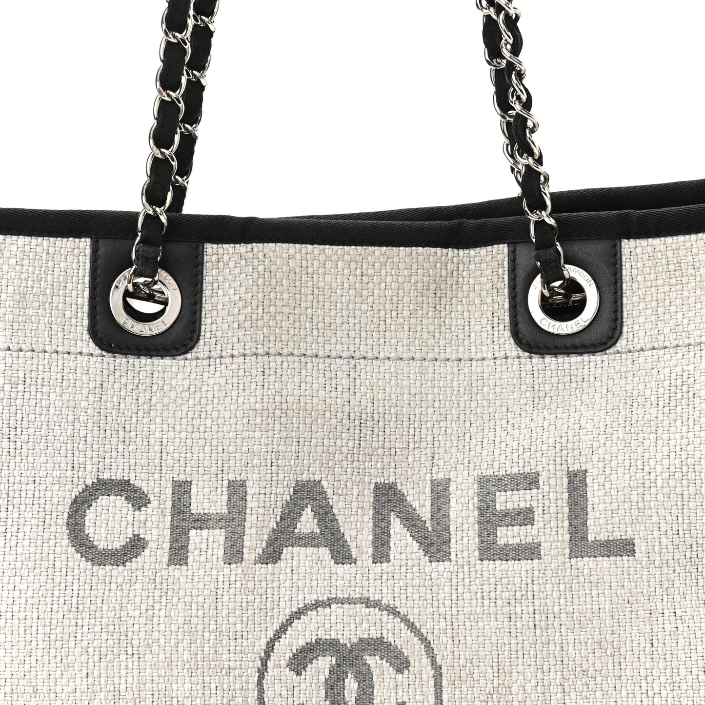 Woven Straw Raffia Small Deauville Tote Grey