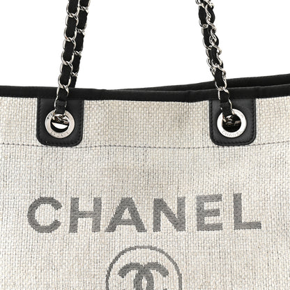 Chanel Woven Straw Raffia Small Deauville Tote Grey 7 of 16