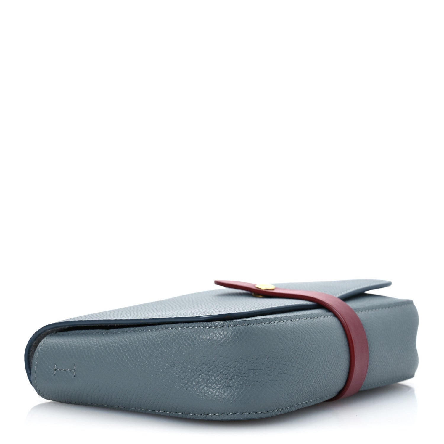 Celine Grained Shiny Calfskin Strap Clutch Blue Red 4 of 12