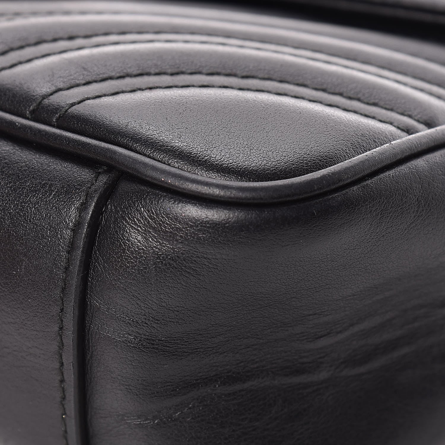 Gucci Calfskin Matelasse Small GG Marmont Shoulder Bag Black 12 of 14