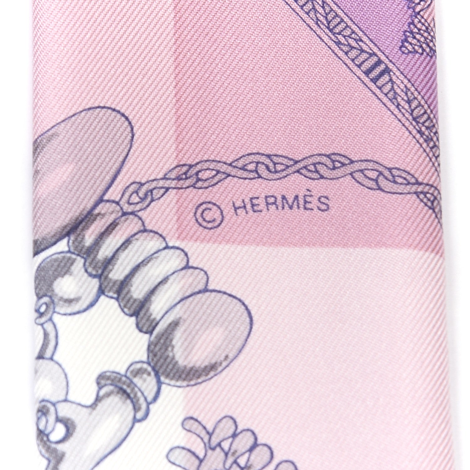 Hermes Silk Mors Et Gourmettes Vichy Twilly Parme Mauve White 3 of 4