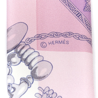 Hermes Silk Mors Et Gourmettes Vichy Twilly Parme Mauve White 3 of 4