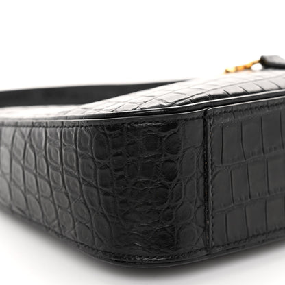 Saint Laurent Calfskin Crocodile Embossed LE 5 A 7 Hobo Black 8 of 9