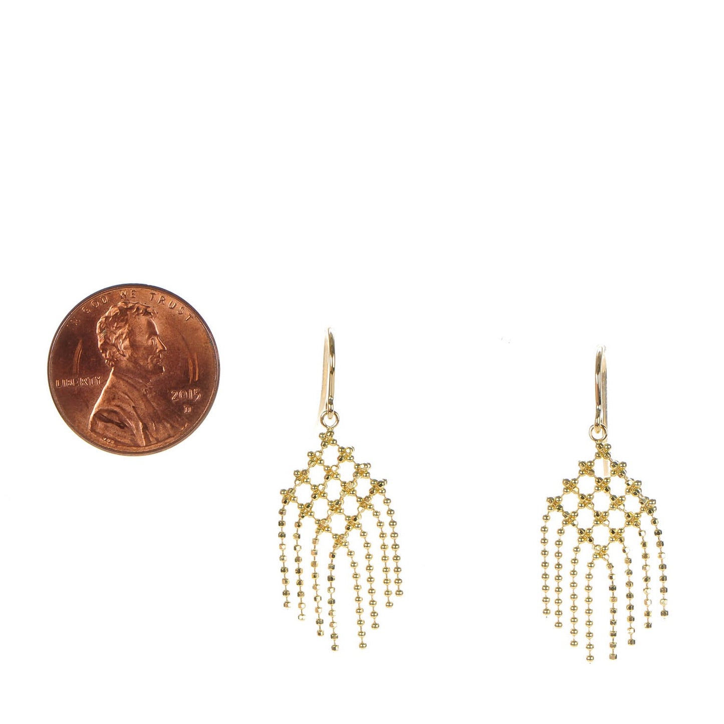18K Yellow Gold Fringe Drop Earrings