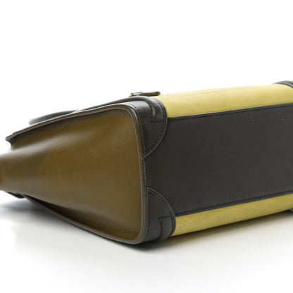 Celine Nubuck Smooth Calfskin Nano Tri-Color Luggage Chartreuse 6 of 10