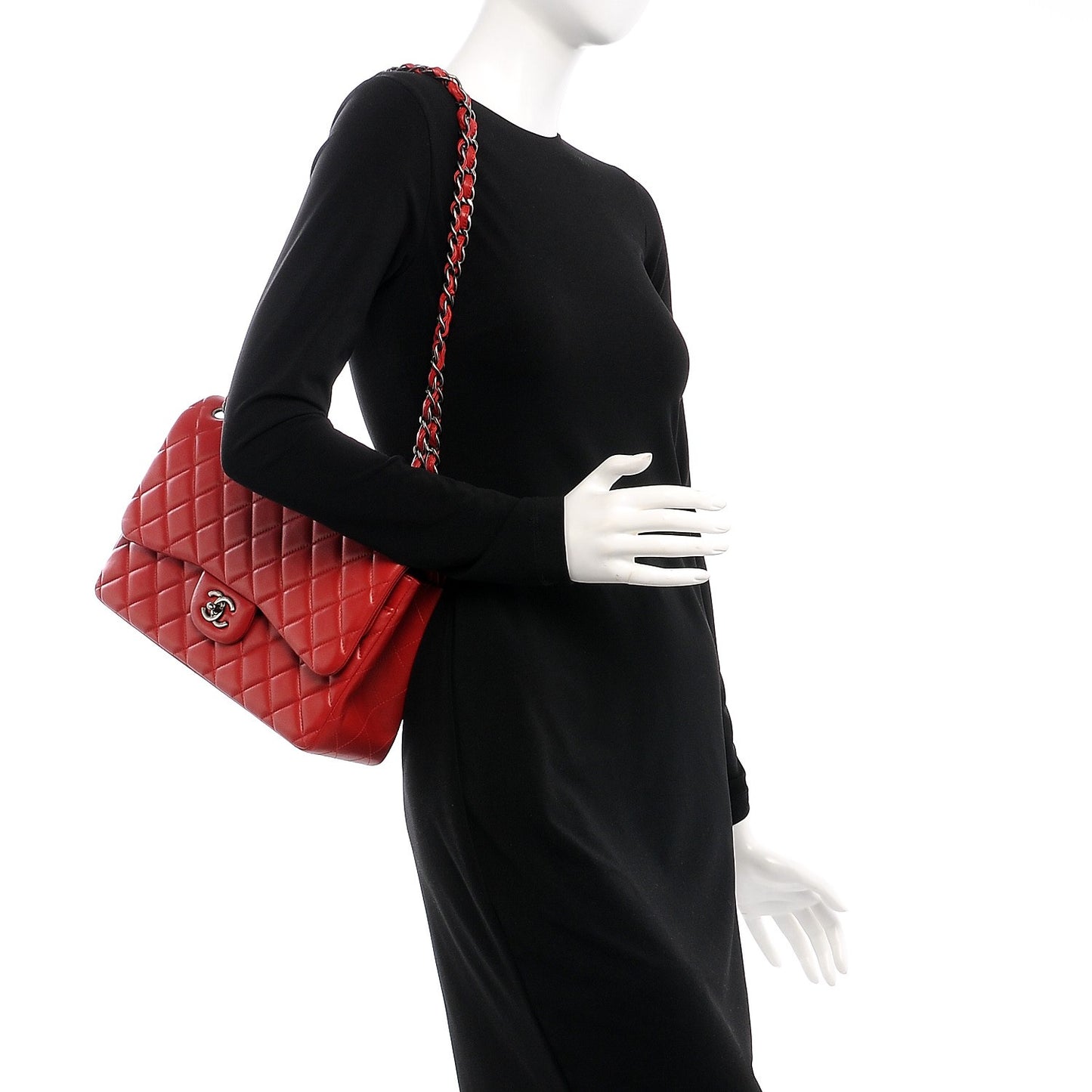 Lambskin Quilted Jumbo Double Flap Red