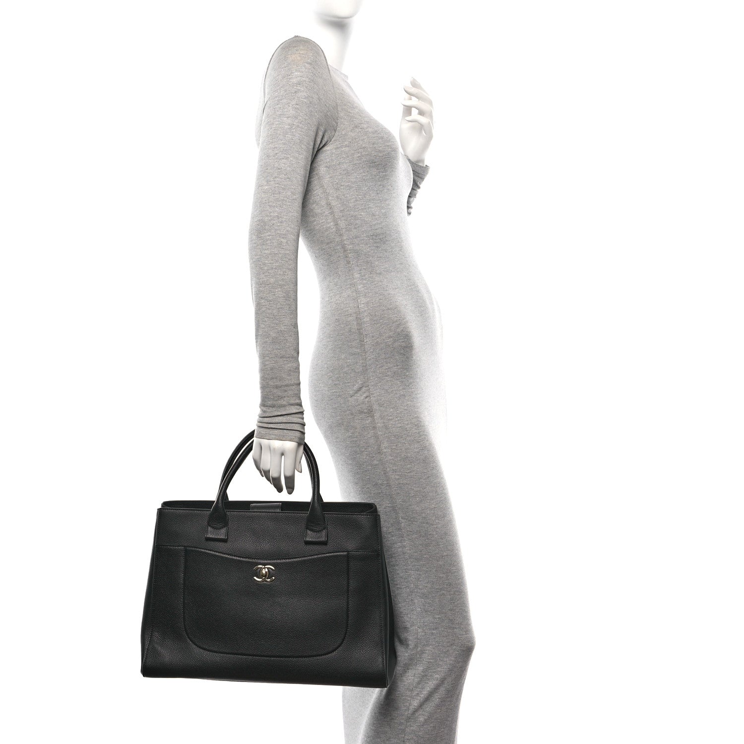 Chanel Grained Calfskin Large Neo Executive Shopper Tote Black Black 2 of 10