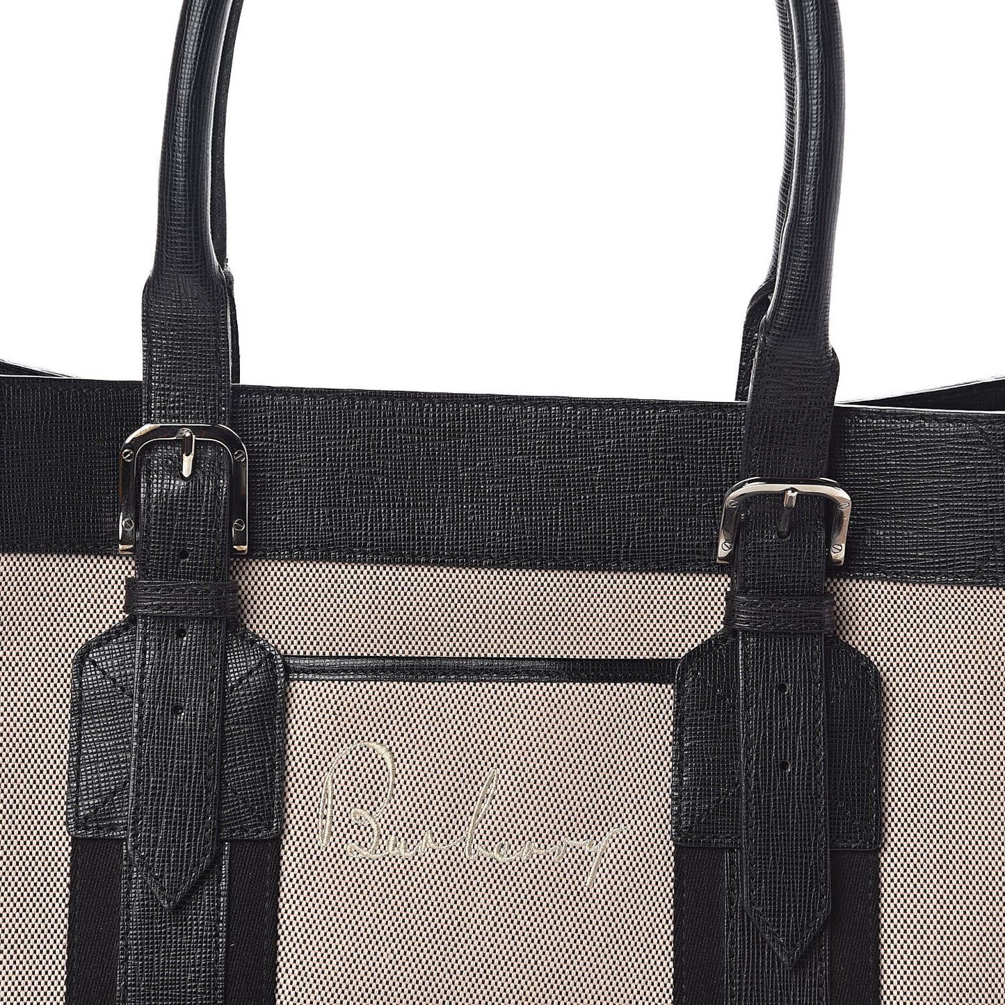 Canvas Calfskin Logo Tote Black